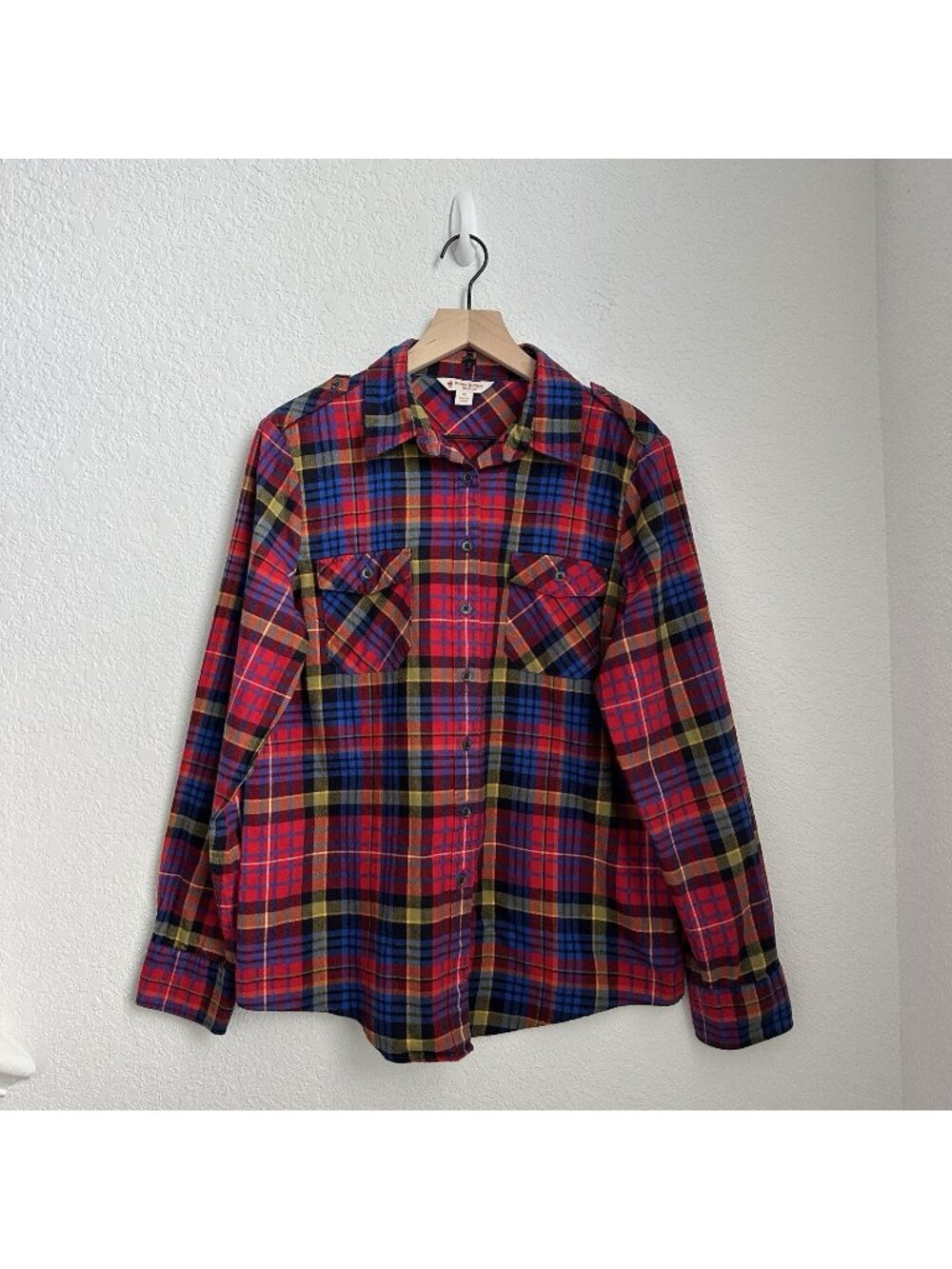 Brooks Brothers Button Up Shirt Women's Size 12 Red Fleece Cotton Long Sleeve